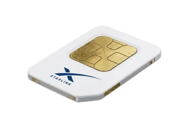 Chip Starlink Direct to Cell — chip físico nano SIM com logo Starlink